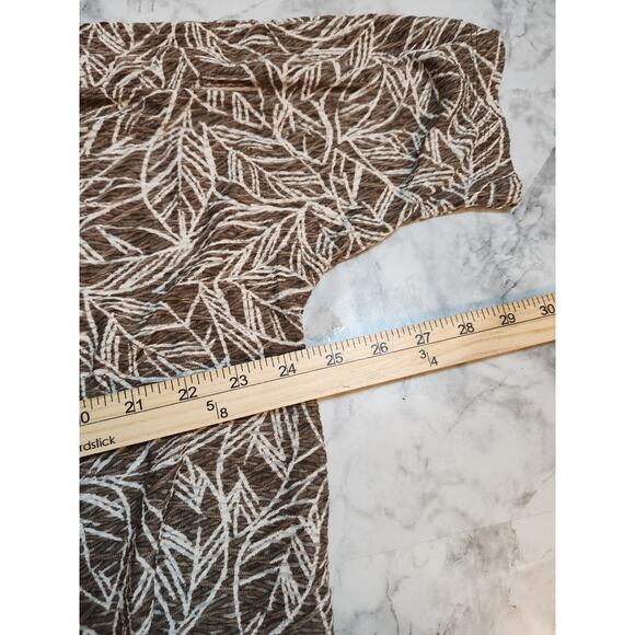 JM Collection Women's Brown Leaf Print 3/4 Sleeve Open Front Cardigan Size XL - Picture 4 of 5